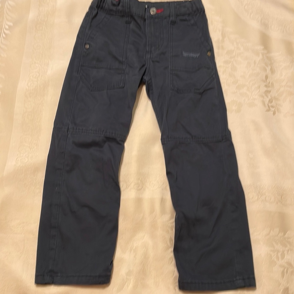 Wrangler boys cargo look pants, adjustable waist; “faux” button is a snap (Mlb)